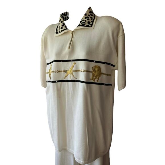 Vtg 2piece White Zebra Set - Picture 2 of 7